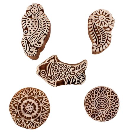 Set of 5 Piece New Mix Wooden Printing Blocks